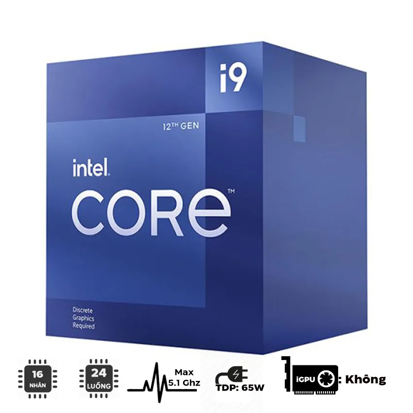 CPU Intel Core i9-12900F (2.4GHz turbo up to 5.1Ghz, 16 nhân 24 luồng, 30MB Cache, 65W) - Socket Intel LGA 1700/Alder Lake)